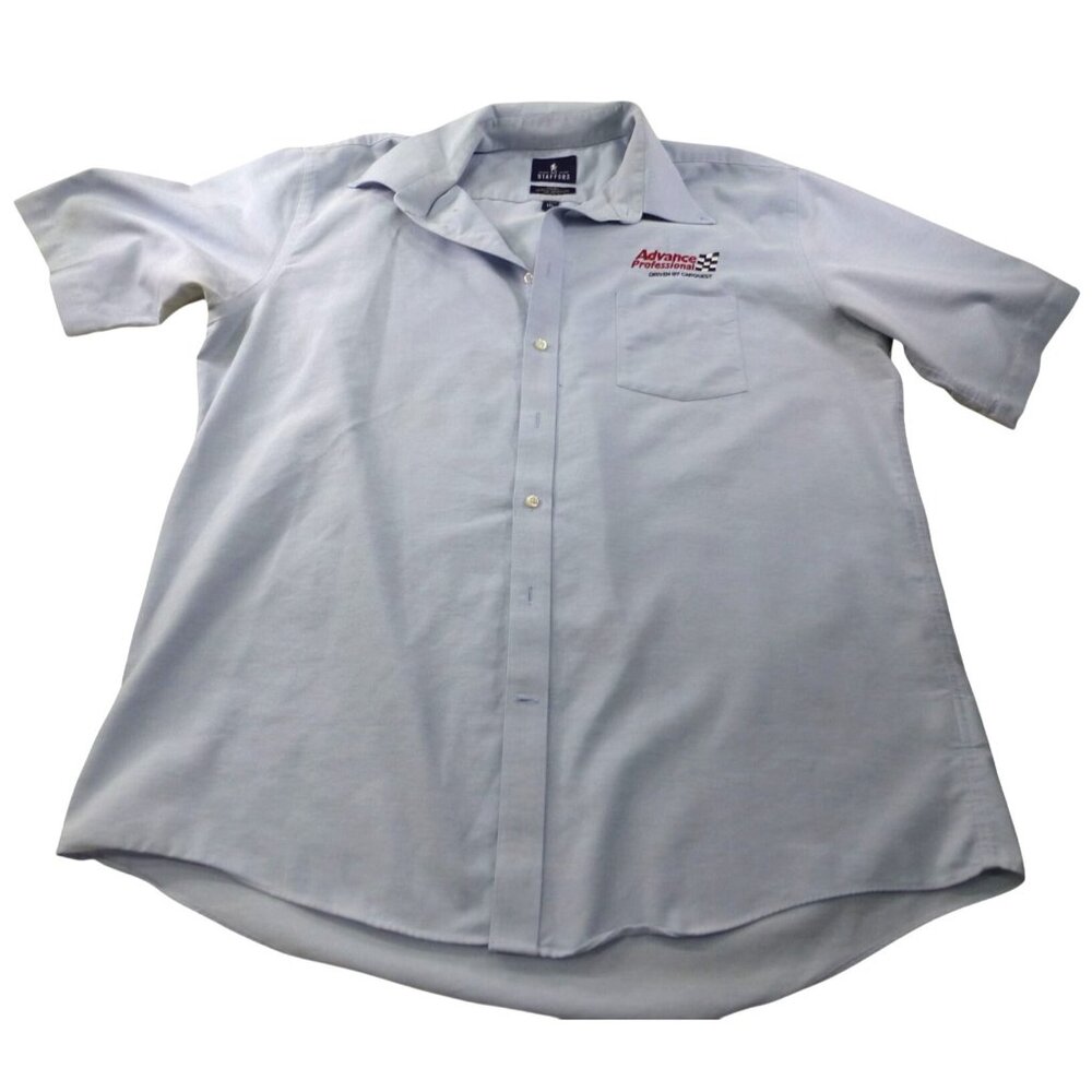 Stafford Advance Auto Parts Professional Mens Employee Light Blue Button-Up Shir